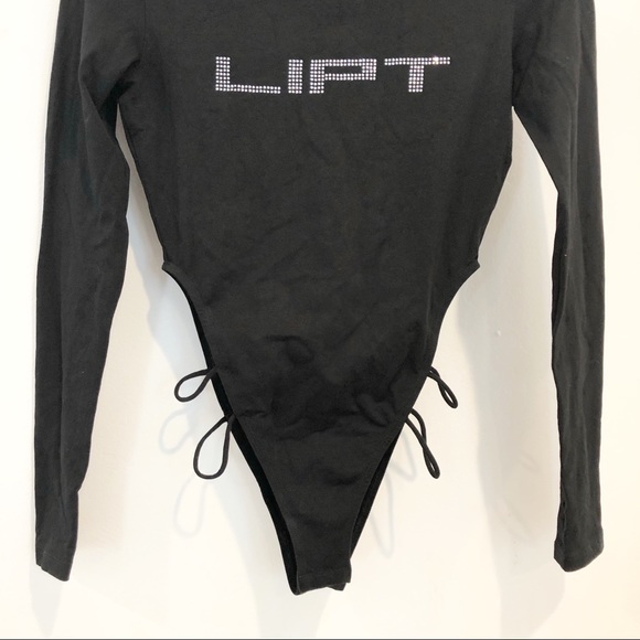 LIPT Long Sleeve Bodysuit Leotard High Leg Cheeky String - Picture 2 of 8